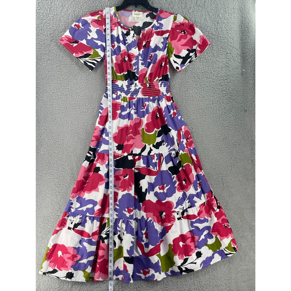 NAOO Colorful Flare Womens Dress Floral Maxi Size M Long Tiered Prairie - Picture 2 of 15